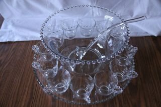 Imperial Candlewick 15 Pc Punch Bowl Set,  Bowl,  Tray,  Ladle,  12 Cups