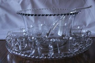 Imperial Candlewick 15 Pc Punch Bowl Set,  Bowl,  Tray,  Ladle,  12 Cups 2