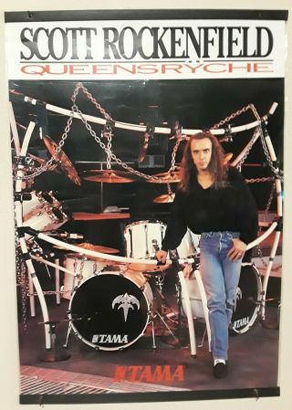 Rare 1988 Scott Rockenfield Tama Drums Laminated Promo Poster.  Queensryche