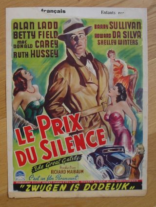 Great Gatsby Alan Ladd Belgian Movie Poster 