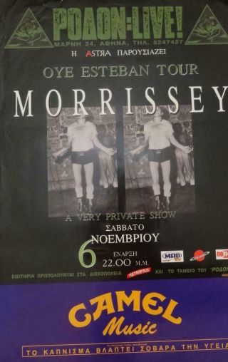 MORRISSEY OYE ESTEBAN TOUR BIG GREEK POSTER RODON LIVE ATHENS GREECE NOV.  1999 2