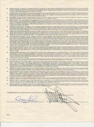 Abbe Lane Hand Signed Contract Vegas Autographed