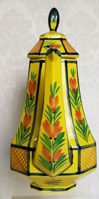 HENRIOT QUIMPER SOLEIL YELLOW - COFFEE POT - FRANCE WOMAN - HAND PAINTED 4