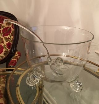 Vintage Clear Crystal Punch Bowl With Ladle