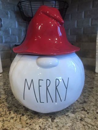 Rae Dunn Merry Santa Gnome Cookie Jar