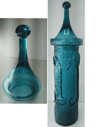 Blue Antiqua STELVIA GLASS Apothecary Jar,  WAYNE HUSTED Blenko ITALY,  Circa 1963 2