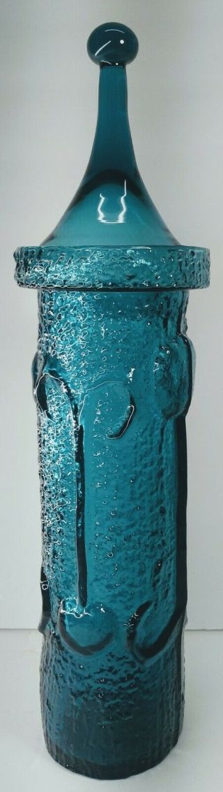 Blue Antiqua STELVIA GLASS Apothecary Jar,  WAYNE HUSTED Blenko ITALY,  Circa 1963 3