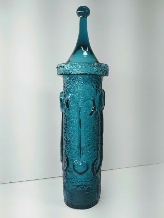 Blue Antiqua STELVIA GLASS Apothecary Jar,  WAYNE HUSTED Blenko ITALY,  Circa 1963 4