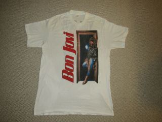 Vintage Bon Jovi You Give Love A Bad Name White Concert Tour Shirt Adult Size Xl
