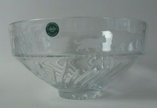 Great Heavy Vintage Lenox Etched & Frosted Crystal Glass Centerpiece Cat Bowl