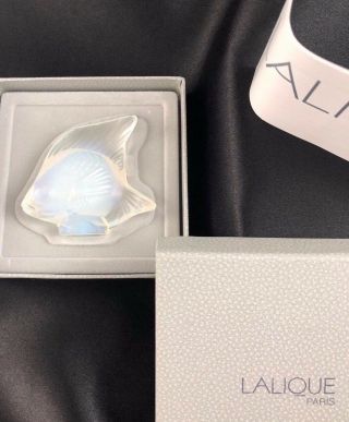 Lalique Crystal Angel Fish Figurine Paperweight Opalescent Includes Box & Papers