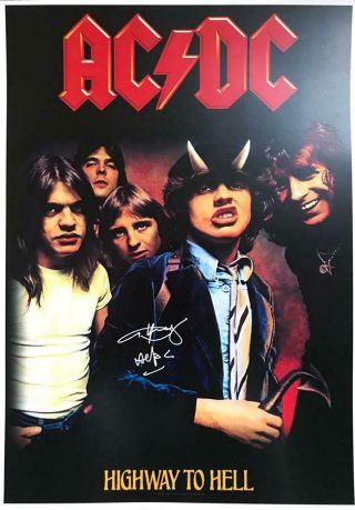 Angus Young Signed 11x17 Poster (ac/dc Highway To Hell) Authentic Autograph
