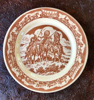 Wallace China Pioneer Trails 9 " Lunch Plate Native Americans Horses