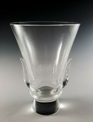 1957 Steuben Wing Vase Lloyd Atkins Sp919 Signed Vintage Midcentury Art Glass