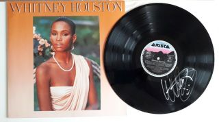 Whitney Houston Handsigned First Album Vinyl In Silver Sharpie