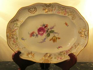 Antique Meissen Large Oval Floral Motif Serving Platter
