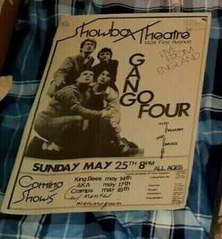 Gang Of Four Concert Poster Showbox Theatre Seattle May 25/80 Rare Item