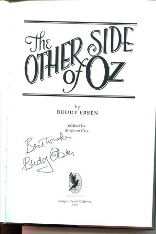 Buddy Ebsen Autgograph Actor Jed Clampett The Beverly Hillbillies Signed Oz Book