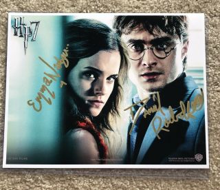 Harry Potter Daniel Radcliffe Emma Watson Dual Signed 8.  5x11 Photo