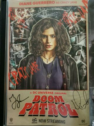 Sdcc 2019 Wb Doom Patrol Cast Signed Poster Crazy Jane Diane Guerrero