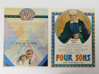 FOUR SONS - Vintage 1928 Silent WWI Movie JOHN FORD Fox Film COLOR TRADE AD 2