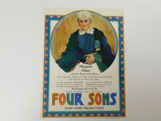 FOUR SONS - Vintage 1928 Silent WWI Movie JOHN FORD Fox Film COLOR TRADE AD 6