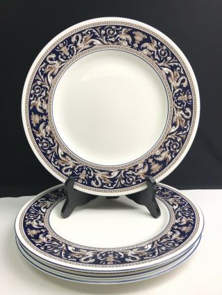 Set Of 4 Wedgwood China 11 " Dinner Plates,  Florentine Dragons,  Blue,  White W1956