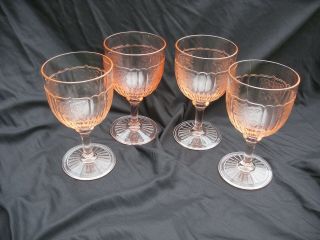 Four Pink Mayfair " Open Rose " Water Goblets In Private For S