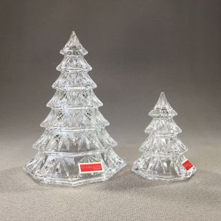 2 Waterford Crystal Clear Christmas Trees 6 1/2 " & 3 1/2 " Nib