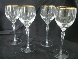 4 Lenox Crystal Monroe Gold Wine Glass 7 5/8 "