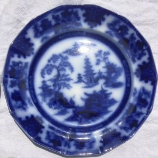 Flow Blue tonquin W.  Adams And Sons Ironstone Plates 8 1/2 Inch Diameter 2