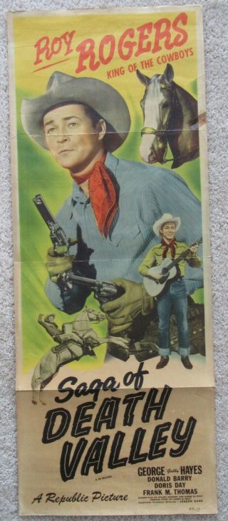 Saga Of Death Valley R49 Insrt Movie Poster Fld Roy Rogers Vg