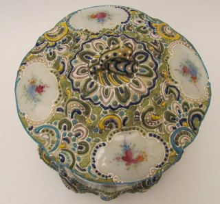 Antique Hand Painted Nippon Porcelain Moriage Cracker/Biscuit Jar 6