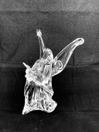 Baccarat Jean Boggio Crystal Nativity Angel With Dove Figurine - Signed & Etched