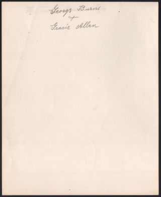 George Burns and Gracie Allen 8 x 10 Vintage Photograph Still 2