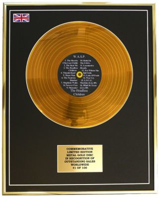 W.  A.  S.  P - The Headless Children Metal Gold Record Display Commemorative Ltd Ed