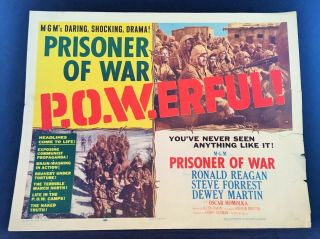 1954 Prisoner Of War Movie Poster 22 X 28 Ronald Reagan Style A