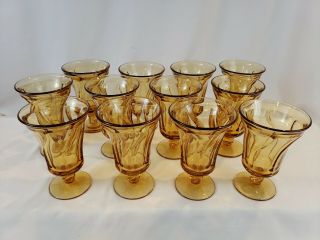 Vintage Fostoria Jamestown Amber 12 Water/iced Tea Goblets -