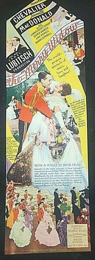 1934 Movie Herald.  " The Merry Widow ".  Maurice Chevalier & Jeanette Macdonald