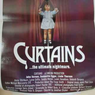 Curtains - 1983 - Movie Poster - 27x41 - John Vernon Samantha Eggar 3