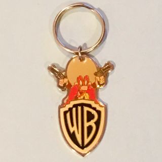 Yosemite Sam Warner Bros Logo Enamel 1993 Keychain Keyring Looney Tunes