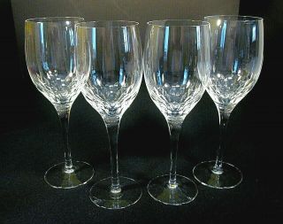 Set Of 4 Orrefors Clear Crystal " Prelude " Claret Wine Goblets 7 1/4 " Tall 6oz