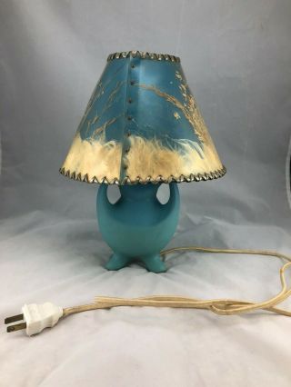 Vintage Van Briggle Turquoise Butterfly Shade Lamp - 2 Shades