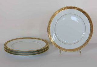 Ambassador Gold Raynaud Set Of 4 Dessert Luncheon Plates 8 7/8 " Gold Encrusted