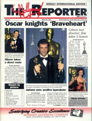 1996 Rare Hollywood Reporter " Braveheart " Wins Oscar Issue