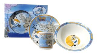 Disney Frozen 3pc Ceramic Breakfast Set Porcelain Plate Mug Bowl Set4
