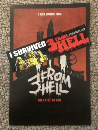 Rob Zombie’ 3 From Hell Bumper Sticker And Poster Set Movie Giveaway Rare