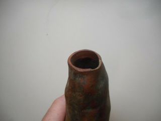 Scarce Antique Painted Pottery Sweet Potato Flask.  Rare Pottery Spirits Flask 3
