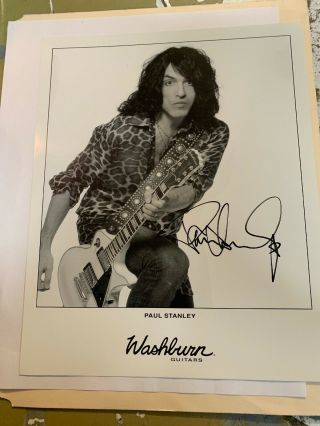 Kiss - Paul Stanley - Authentic Signed 8x10 Black And White Washburn Promo Card