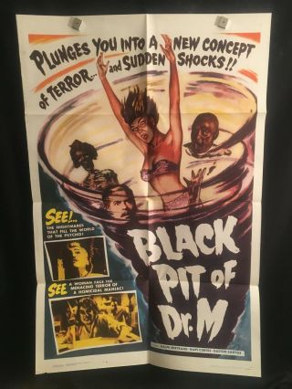 Black Pit Of Dr M 1961 One Sheet Movie Poster Horror,  Cult Classic